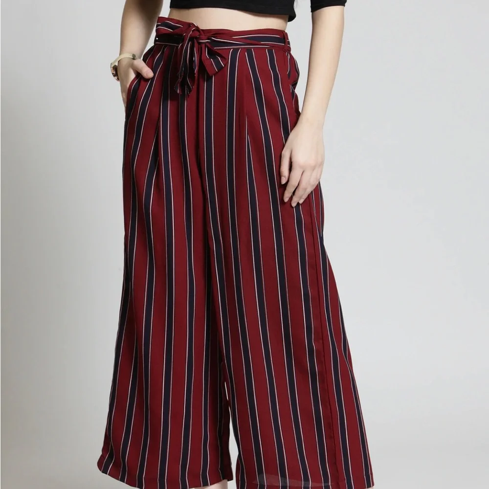 Maroon flared palazzo pants - Picture 4 of 10